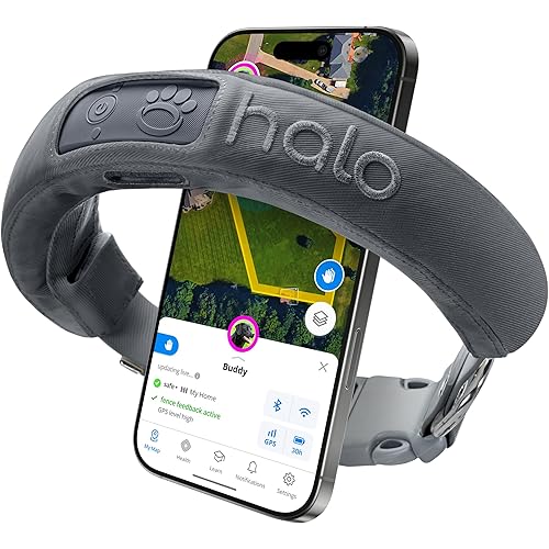 Halo Collar 3, Multifunctional GPS Wireless Dog Fence & Dog Training Collar with GPS Tracker, Subscription Required, Waterproof, Graphite (Medium/Large)