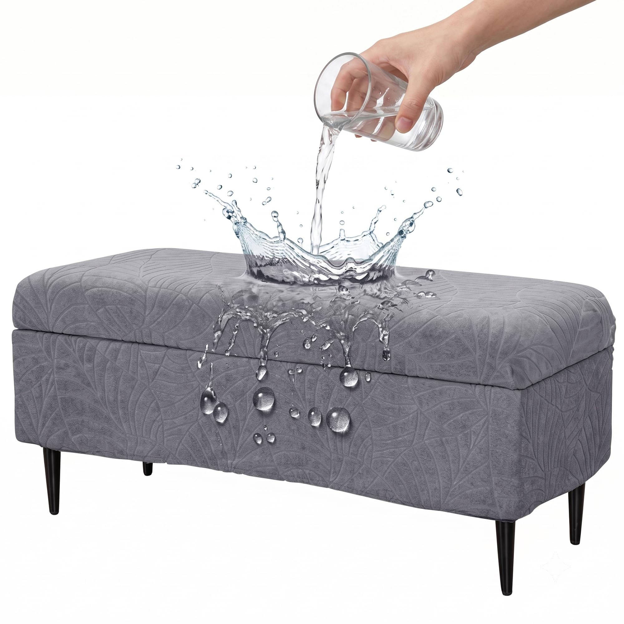 FUANGUI Waterproof Ottoman Cover Slipcovers Rectangular Folding Stretch