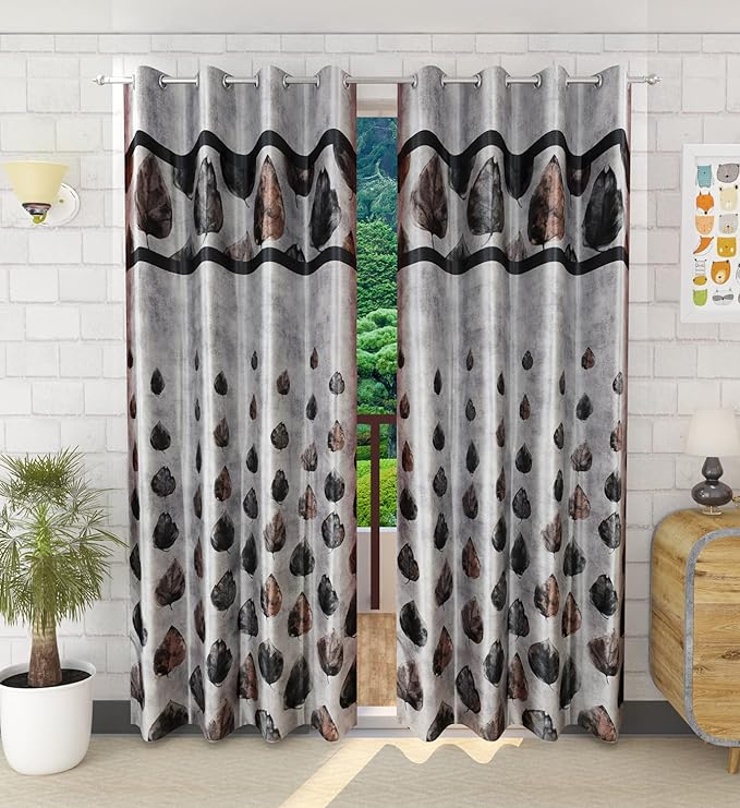 Buy Home cloud Smooth Glossy Polyester Parda Digital Floral Print Door