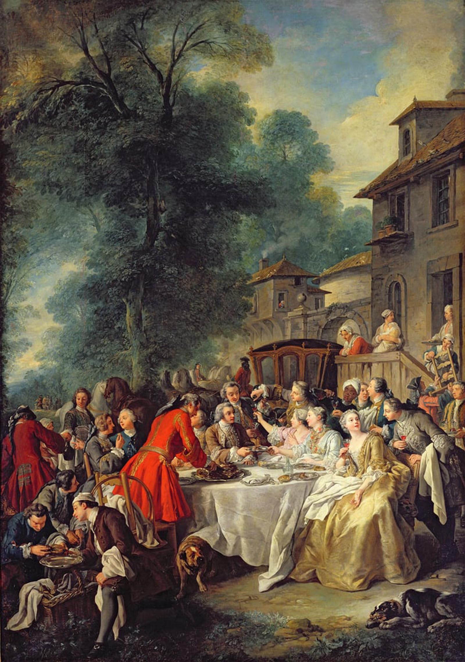 SERENDIPITP Retro Picture Poster Wall Art Pictures Painting the Hunt Lunch by Jean François De Troy Wall Art Canvas Print for Wall Decor 60x90cm