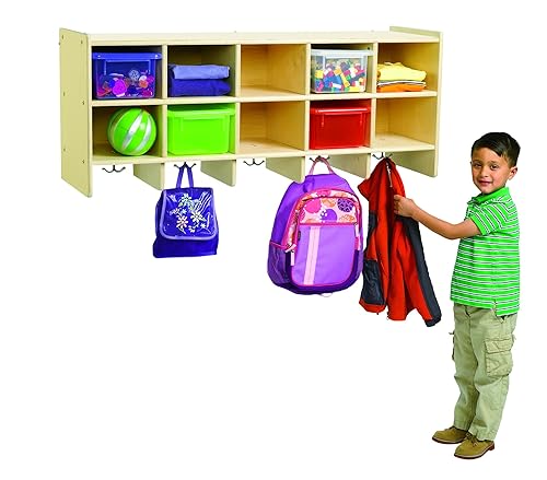 Childrens Factory Angeles Value Line - Armario de pared para montar en la pared ANG9160 perchero para el aula y cubos de almacenamiento estantes