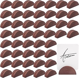 48 Pcs Wooden Table Number Stands Indoor Lightweight Wedding Table Name Holder Semicircular Design Place Card Holders Office Tag Photo Menu Clips Banquet Birthday Party Restaurant