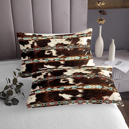 Miniatura 7 de Erosebridal Juego de colcha occidental tamaño King, diseño del suroeste, diseño de calavera de toro exótico, acolchado para niños, atrapasueños,