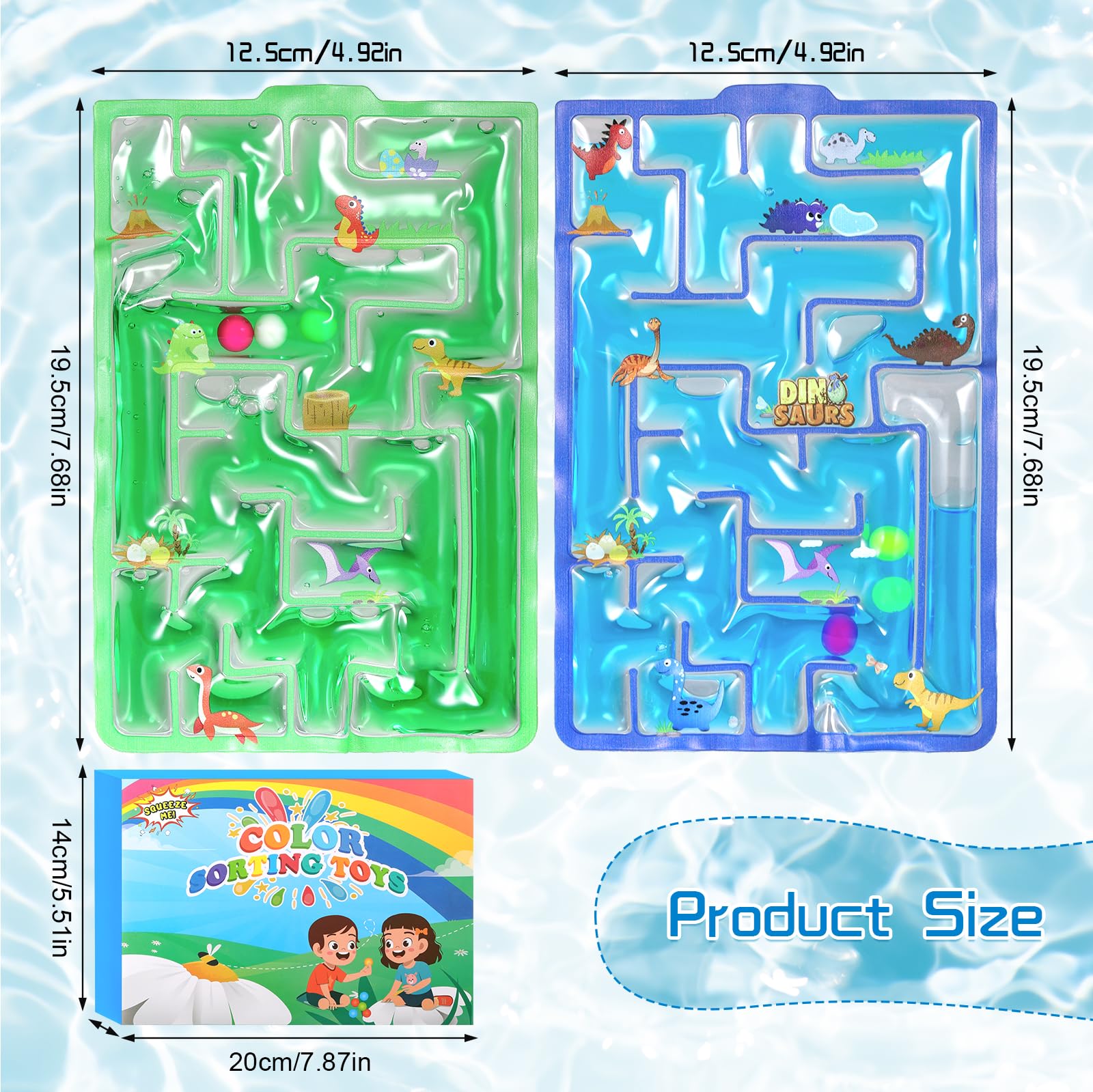 Huiguli 2 PCS Labirinto Gioco Sensoriale in Gel Dinosauro, Giocattoli Anti Stress per Bambini con Autismo e ADHD, Giochi Tattili Calmanti Verde e Blu