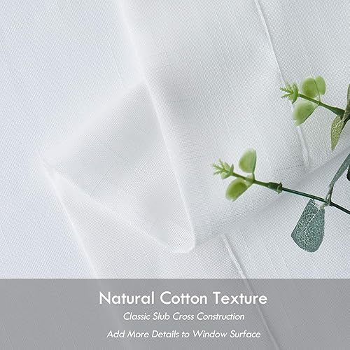 Miniatura 4 de Melodieux Cortinas traslúcidas blancas de 63 pulgadas de largo para sala de estar, dormitorio, cortinas de gasa texturizadas de algodón con ojales,