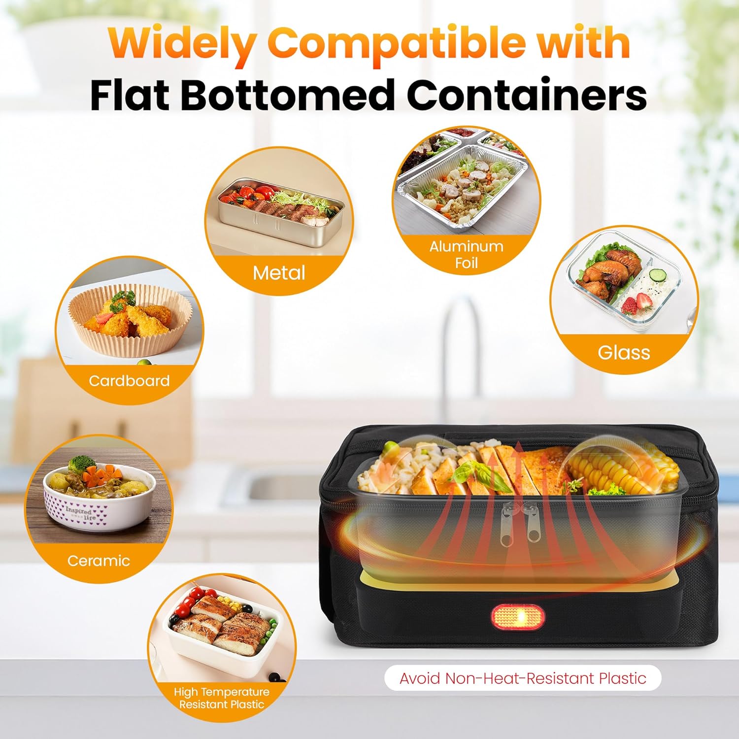 Protable Oven Food Warmer, 100W 12V/24V/110V 3-in-1 Electric Food Heater Heated Lunch Box Mini Microwave for Adults with 4L Bag, Fast Heating Keep Meals Warm for Car, Truck, Office, Home,Travel