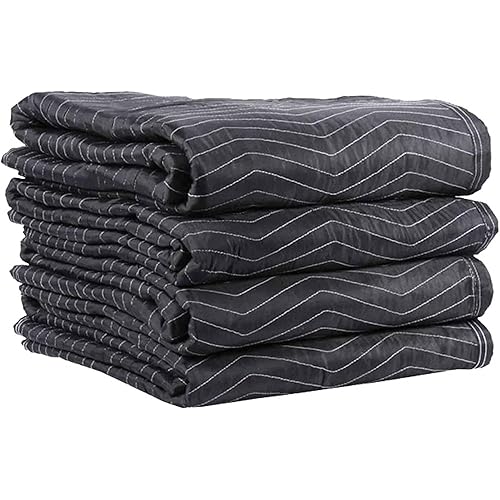 US Cargo Control Moving Blankets Heavy Duty 80"x72" MBSUPREME95 Supreme Mover (95 lb/Doz Weight), Large Quilted Moving Packing Blanket, Furniture Pads, Machine Washable, Moving Blankets 4-Pack, Black