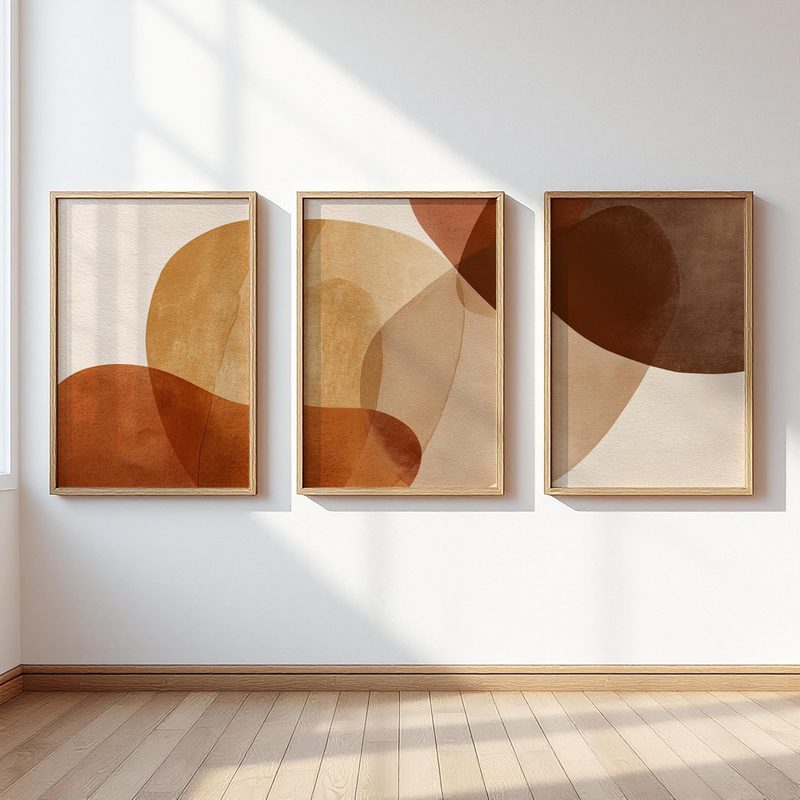 Tableaux abstraits beiges triptyque décoration murale neutre 30x40 - 8