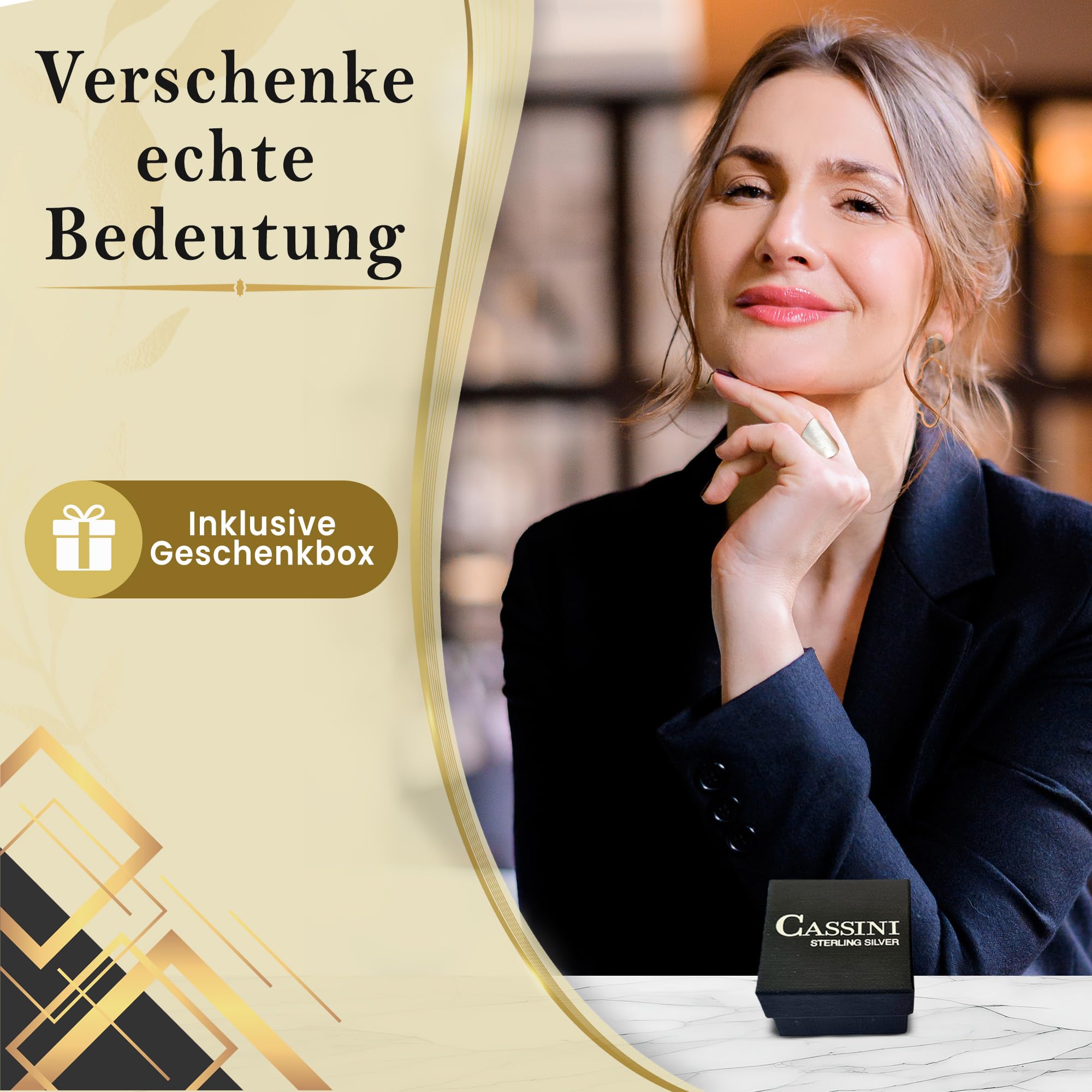 Cassini Damenring 925 Sterling Silber gebürstet - Nickelfrei & antiallergisch Breiter & Massiver Statement-Ring für Frauen Silberring Damen elegant für Alltag Business & Geschenk