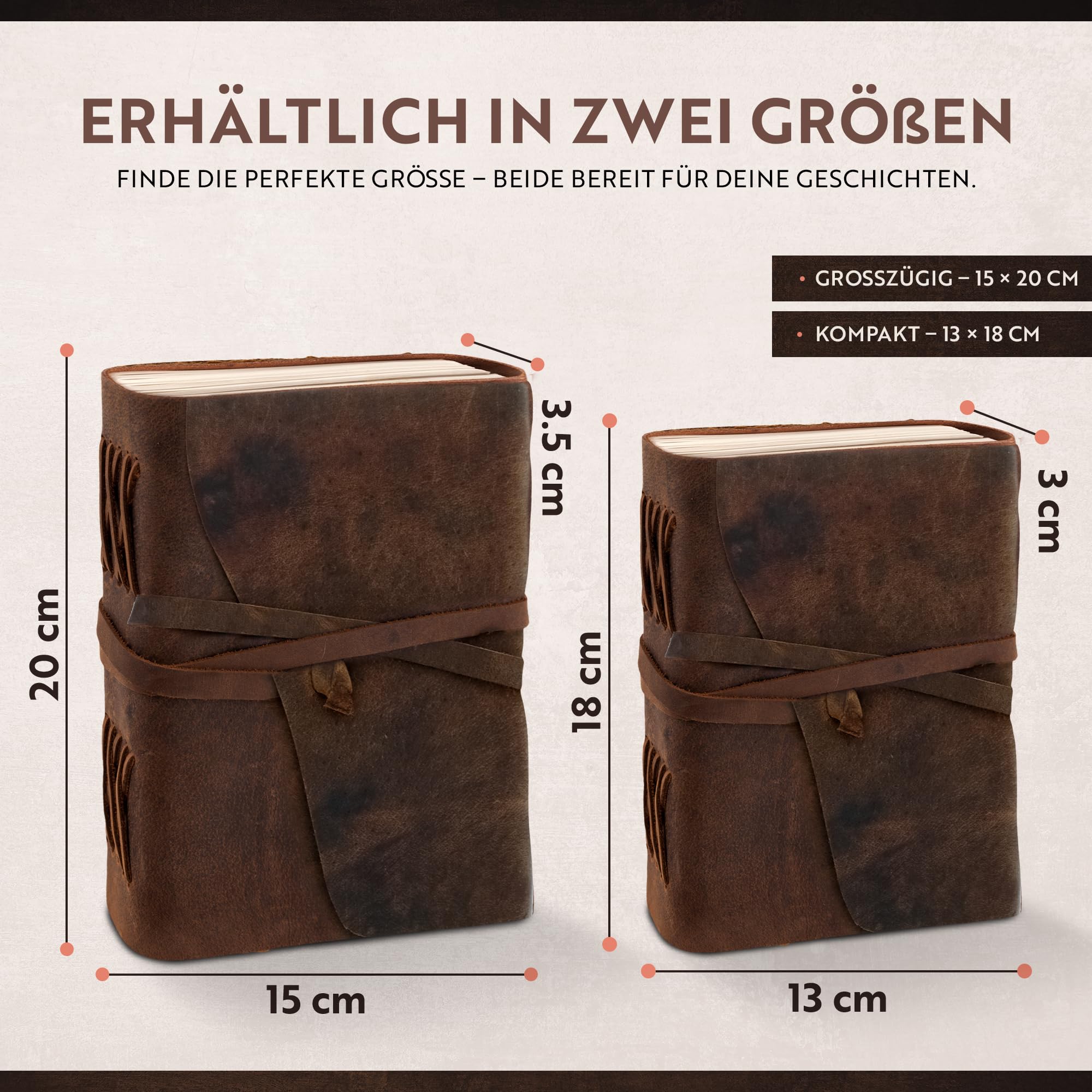 Leder Notizbuch Journal - Antikes ledergebundenes Notizbuch zum Schreiben - Blanko Paper 20x15cm-gut für Kunst, als Skizzenbuch oder Reisetagebuch