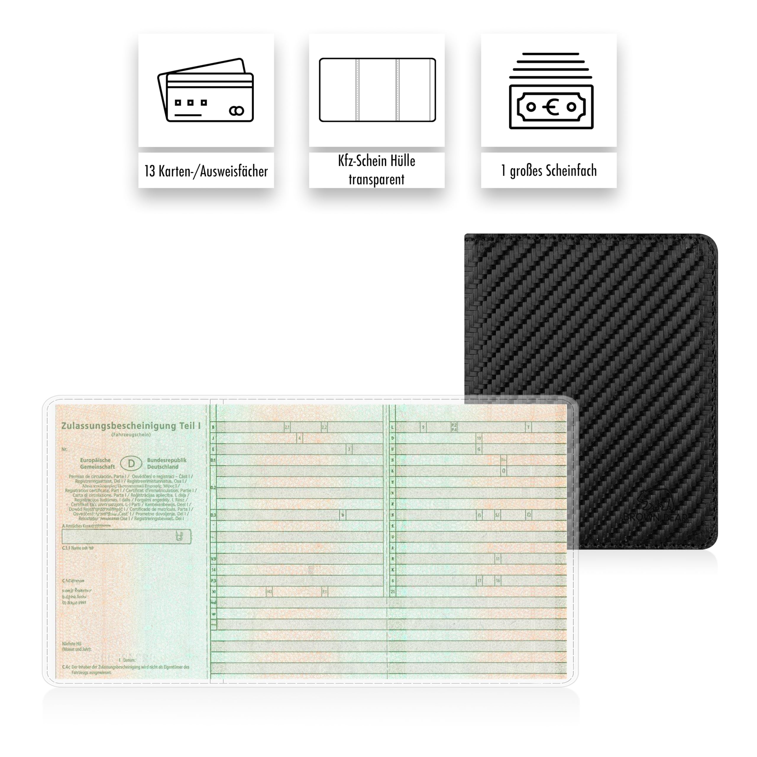 BROWN BEAR Ausweisetui Leder Schwarz mit RFID-Schutz BB 8015 CBK