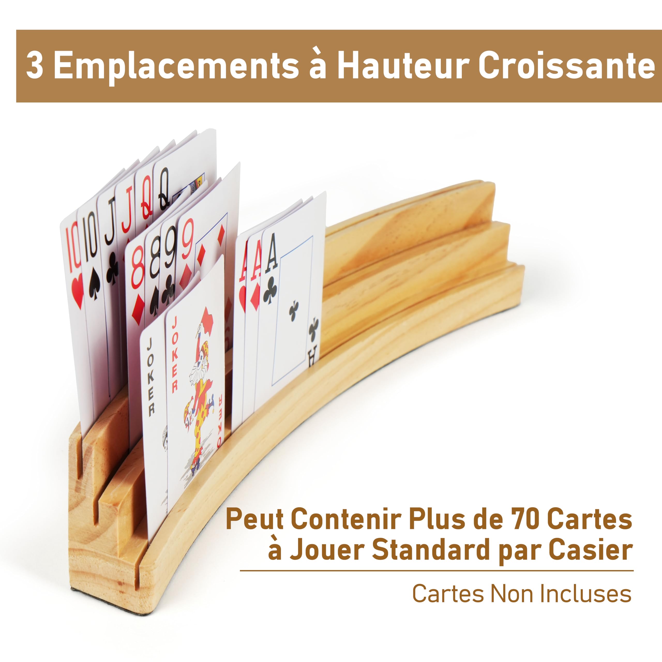 LotFancy Lot de 2 porte-cartes en bois pour enfants - 3 niveaux - Pour personnes âgées