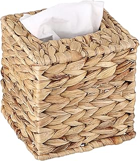 Sumnacon Tissue Box Cover Water Hyacinth Tissue Box Sqaure Tissue Holder Woven Tissue Cover Wicker Cube Tissue Box Holder for Bathroom Toilet Table Desk Home Office Car