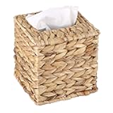 Sumnacon Tissue Box Cover Water Hyacinth Tissue Box Sqaure Tissue Holder Woven Tissue Cover Wicker Cube Tissue Box Holder for Bathroom Toilet Table Desk Home Office Car