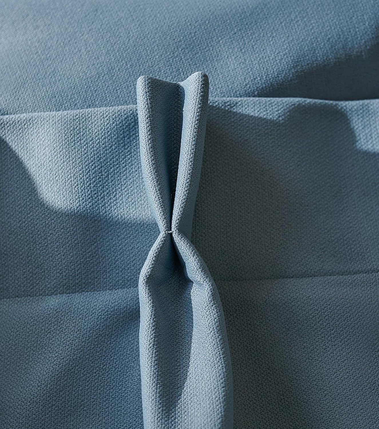 VisionaryHomeDesign Blue Pinch Pleat Cotton Linen Blend Curtains, Drapes with Greek Key Trim, Room Darkening Curtains for Rooms Doors Windows (50‘’W x 84‘’L)