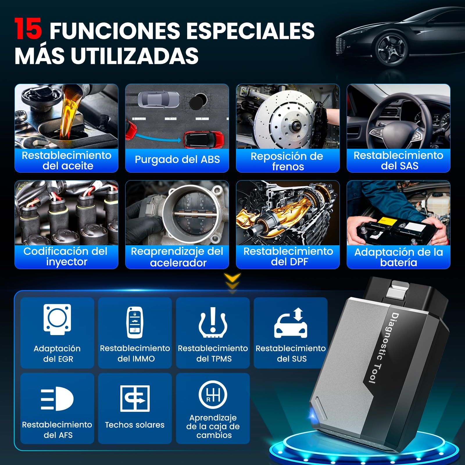 KINGBOLEN EDIAG Elite OBD2 Diagnosis Bluetooth, Diagnosis Coche Multimarca para iOS y Android,Completo del Sistema& 15+ Funciones de Reinicio, Prueba Activa, FCA, CANFD, Actualizaciones gratuitas