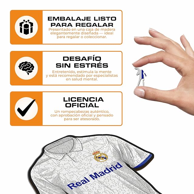 Foto 3 de 8 de Iconic Puzzles - Real Madrid, Camiseta, ​​Producto Oficial, Puzzles de Madera para Adultos y Niños, 100%…