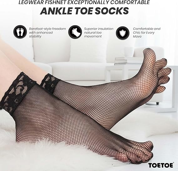 Bopely 5 Paires Demi Cinq Doigts Chaussettes Dames Coton