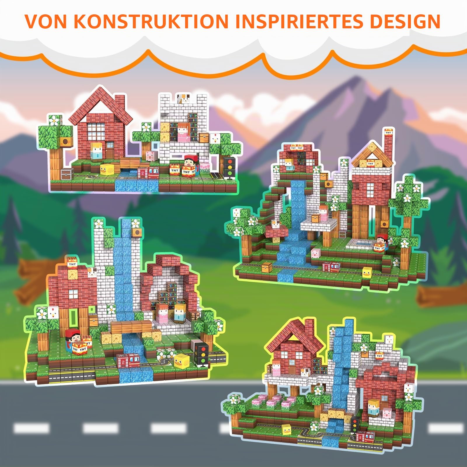 Vdealen 300 PCS Magnetische Bausteine, Stapelung Magnetwürfel Spielzeug für Kinder, STEM Montessori Sinnesspielzeug für Jungen und Mädchen Alter 4-12