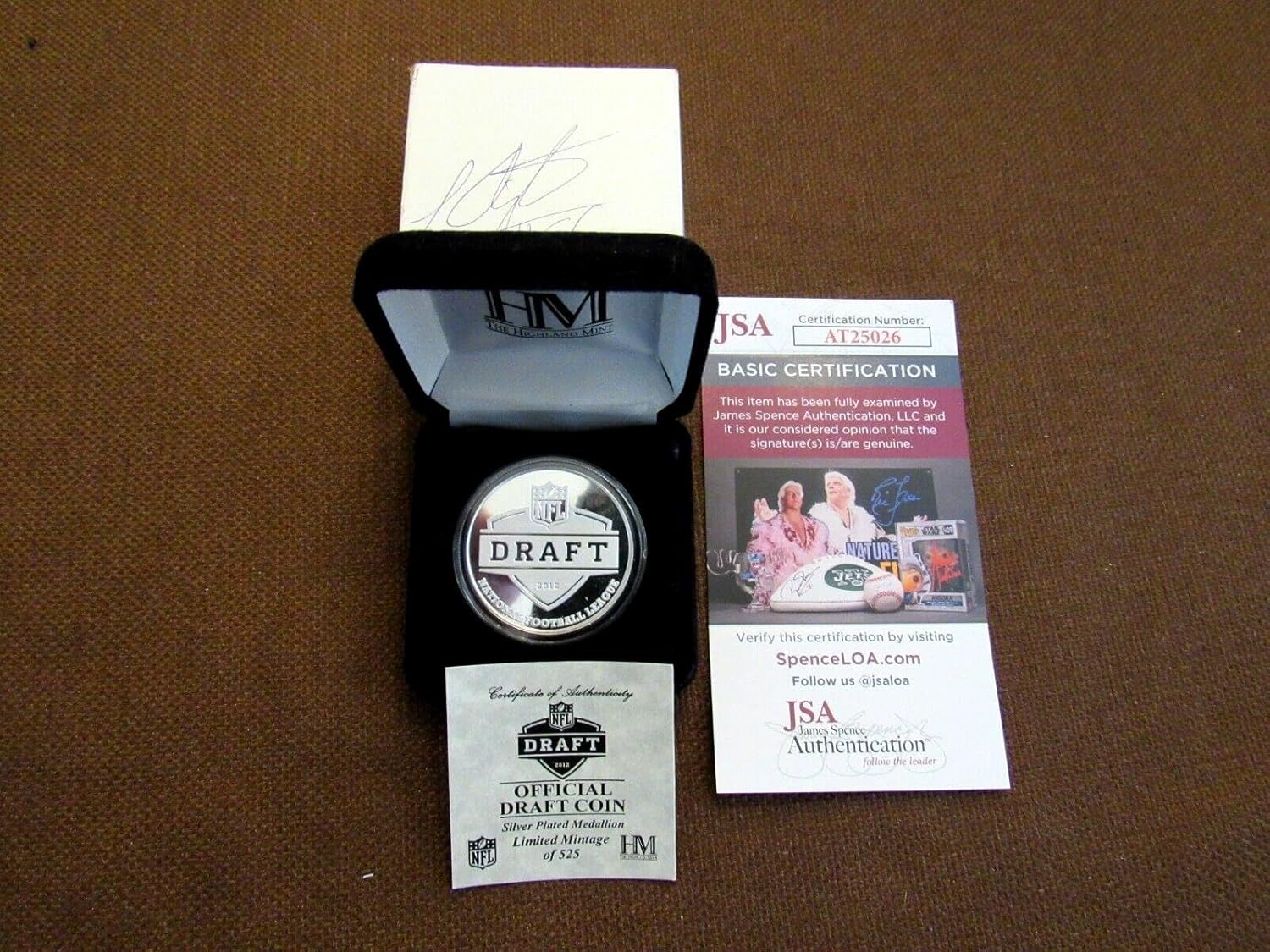 2012 Official Nfl Draft Coin Signed Auto Terrell Owens Lavar Arrington Jsa - NFL Photomints and Coins