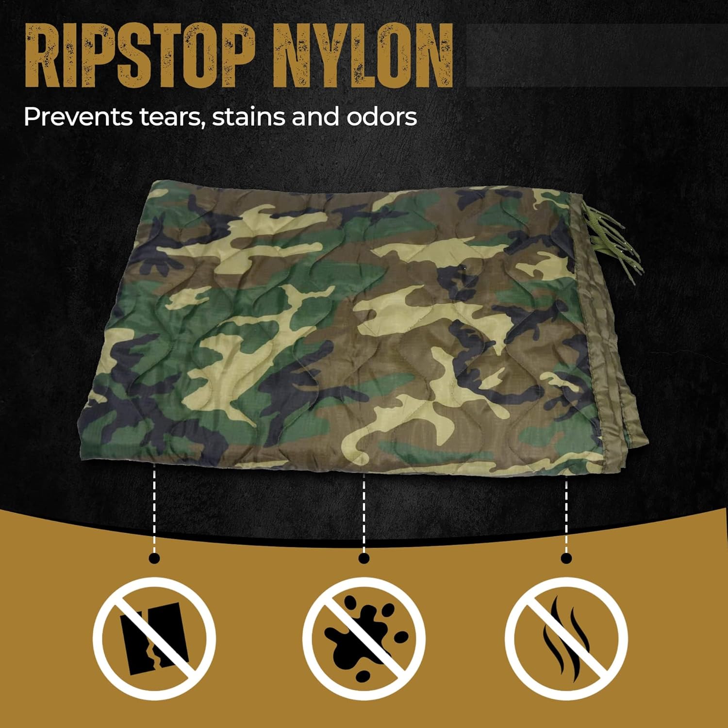 HighSpeedDaddy: Large Woobie Black Blanket & Poncho Liner for Camping & All Weather Use - Water Resistant + Ripstop - Lightweight, Thermal, Insulated - Tactical, Emergency, Outdoor - 82x60