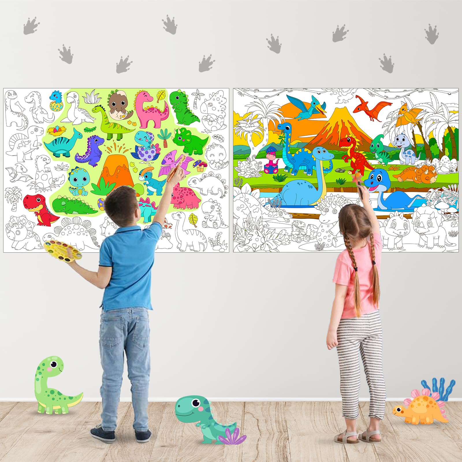 2Pack Dinosaur Giant Coloring Poster Big Jumbo Kids
