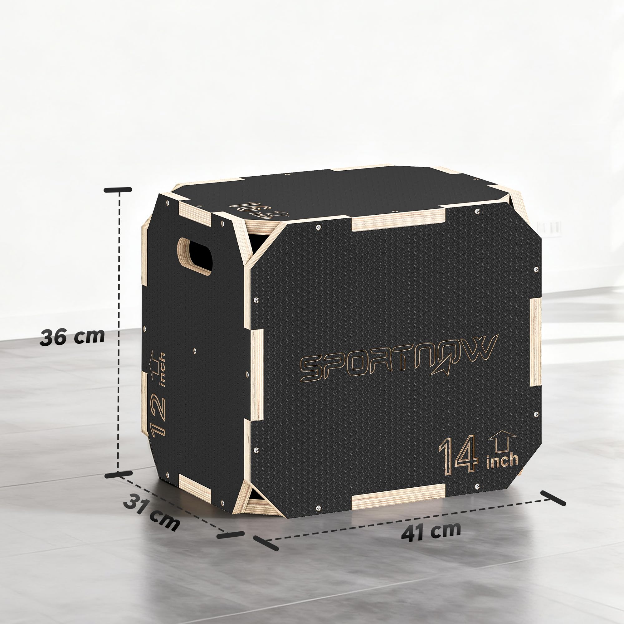 SPORTNOW Tiroir pliométrique en bois 3 en 1, plate-forme de boîte pliométrique avec 3 hauteurs réglables, poignées, sans coins, entraînement de saut, force, pour maison, gym et extérieur