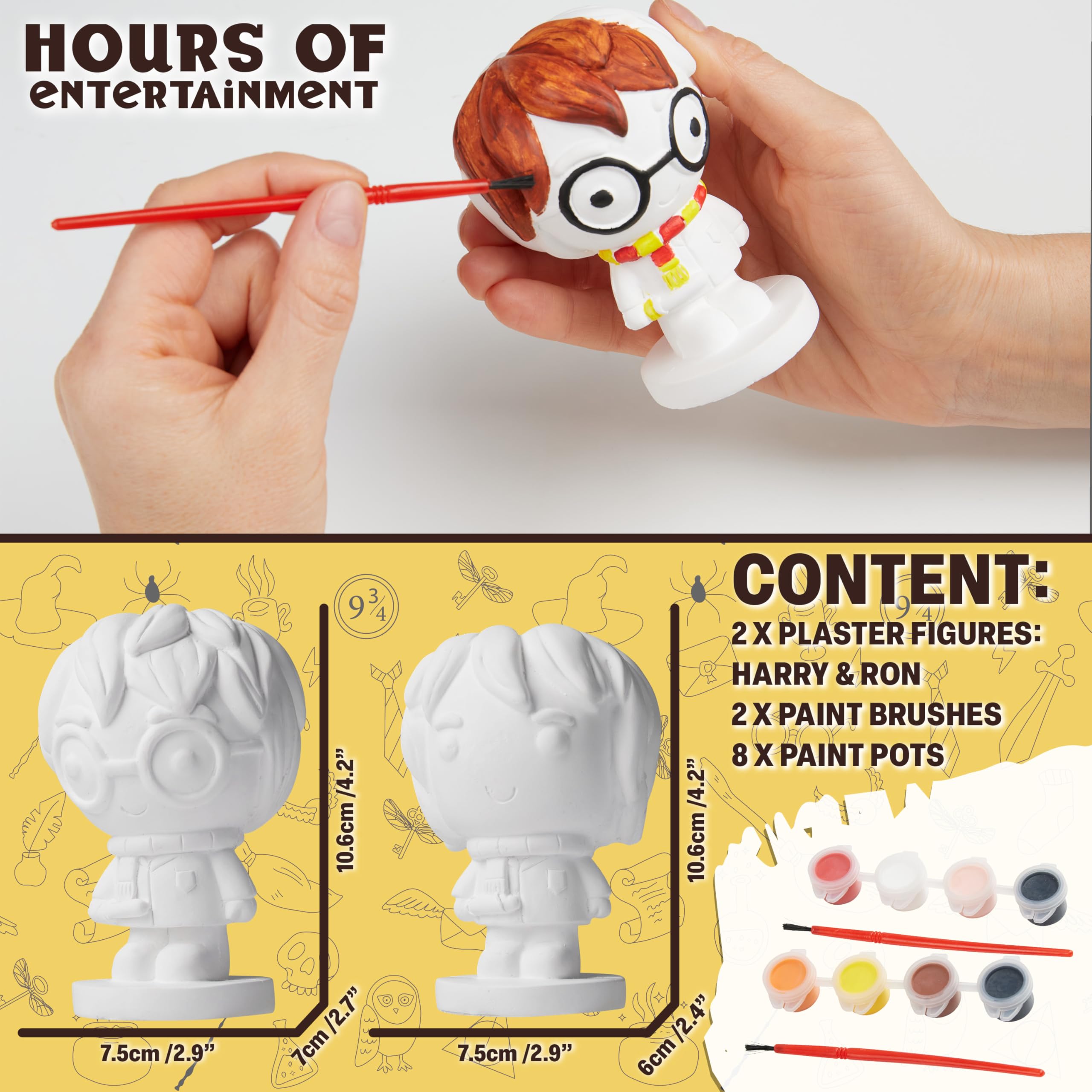 Kit De Pintura De Figuras Harry Potter, Set Completo Con 2 Figuras De Yeso, 8 Pinturas Y 2 Pinceles, Regalo Oficial Para Niños Y Adolescentes