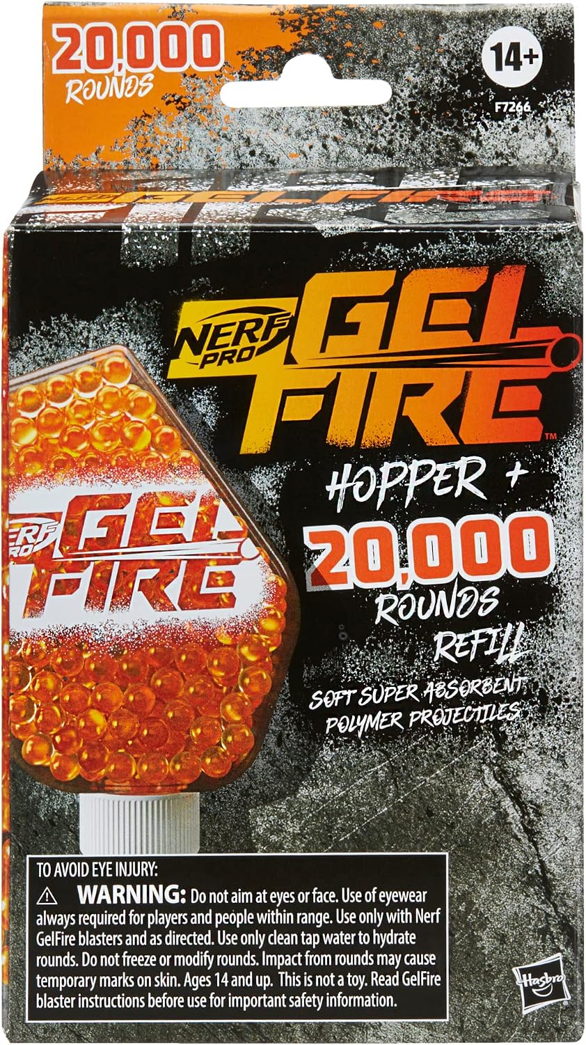 NERF Pro Gelfire Refill, 20,000 Dehydrated Gelfire Rounds, 1x 800 Round Hopper, Use Pro Gelfire Blasters, Ages 14 & Up