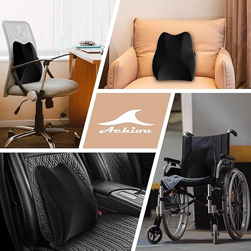 Miniatura 6 de Achiou Almohada de apoyo lumbar para silla de oficina, almohada de apoyo de respaldo para silla de juegos de computadora, espuma viscoelástica, uso
