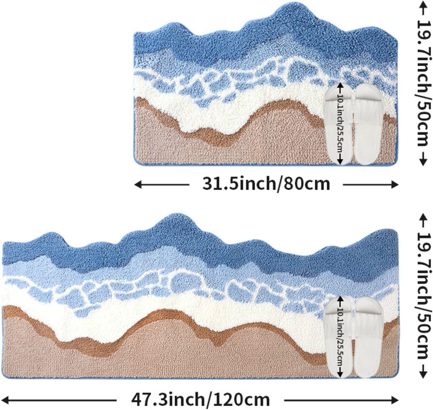 Luxury Microfiber Bath Mat, Extra Soft and Absorbent Carpet, Non-Slip Plush Shaggy Bathroom Rug, Machine Wash Dry, Bath Rugs for Bathroom and Bedroom Floor, Tub and Shower (50x80cm)