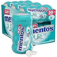 Vista 1 de Mentos Chicle Pure Fresh sin azúcar con xilitol, gaulteria, a granel, botella de 50 piezas (paquete de 6)