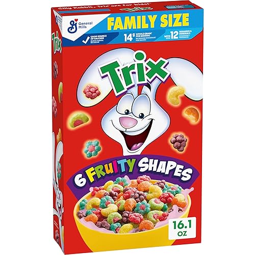 Trix Cereal de desayuno afrutado, Guardianes de la Galaxia Vol. 3 edición especial, 6 formas afrutadas, cereales de tamaño familiar, 16.1 onzas