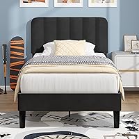 Vista 31 de VECELO - Base de cama tapizada de tamaño Queen con cabecera y 4 cajones, cama de plataforma de almacenamiento de terciopelo, soporte de listones