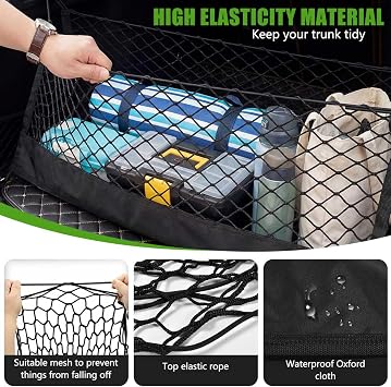 51 x 18 Inches Stretchable Envelope Cargo Storage Net with Hook for SUVs Pickup Truck (M 35''x16'')