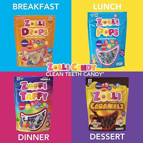 Miniatura 5 de Zolli Ball Popz - Paletas Clean Teeth, anticaries sin azúcar, para niños, diabéticos y dieta cetogénica, sabor sandía, frambuesa azul, fresa,