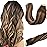 GOO GOO Tape in Hair Extensions Human Hair, 4/27/4 Balayage Chocolate Brown to Caramel Blonde, 22inch 50g 20pcs, Thick Ends Straight Seamless, Invisible