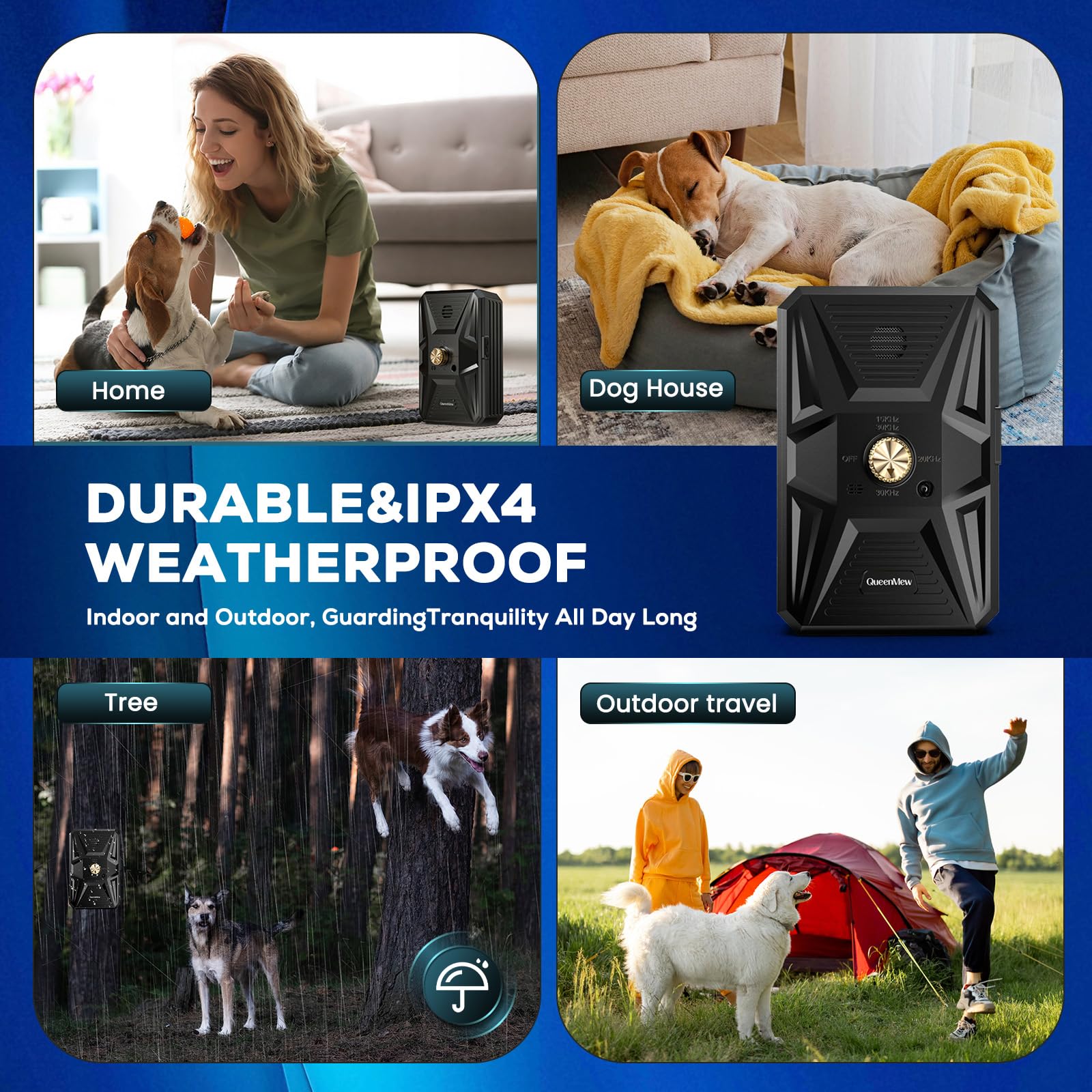 Anti Aboiement Chien, Dispositif Anti Aboiement Chien Ultrasons à 3 Modes, Boitier Anti Aboiement Chien de 33 Pieds, l'entraînement des Grands et Petits Chiens en Extérieur et Intérieur
