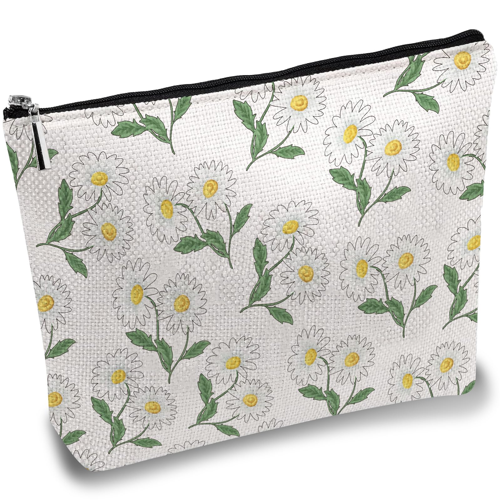 CREATCABIN Makeup Bag Cosmetic Bag Make Up Potable Toiletry Organizer Travel Small Things Jewelry Storage Purse Pouch Pencil Case for Women Beach Family 7x10 Inch April Daisy