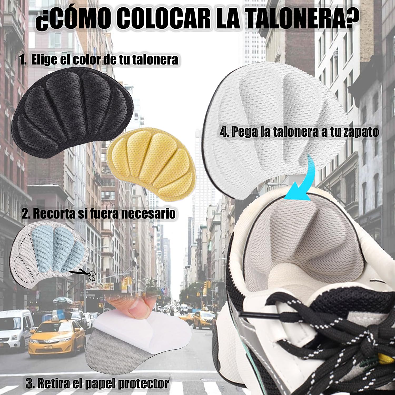 Taloneras para zapatos antideslizantes autoadhesivas 8 pares 4 colores