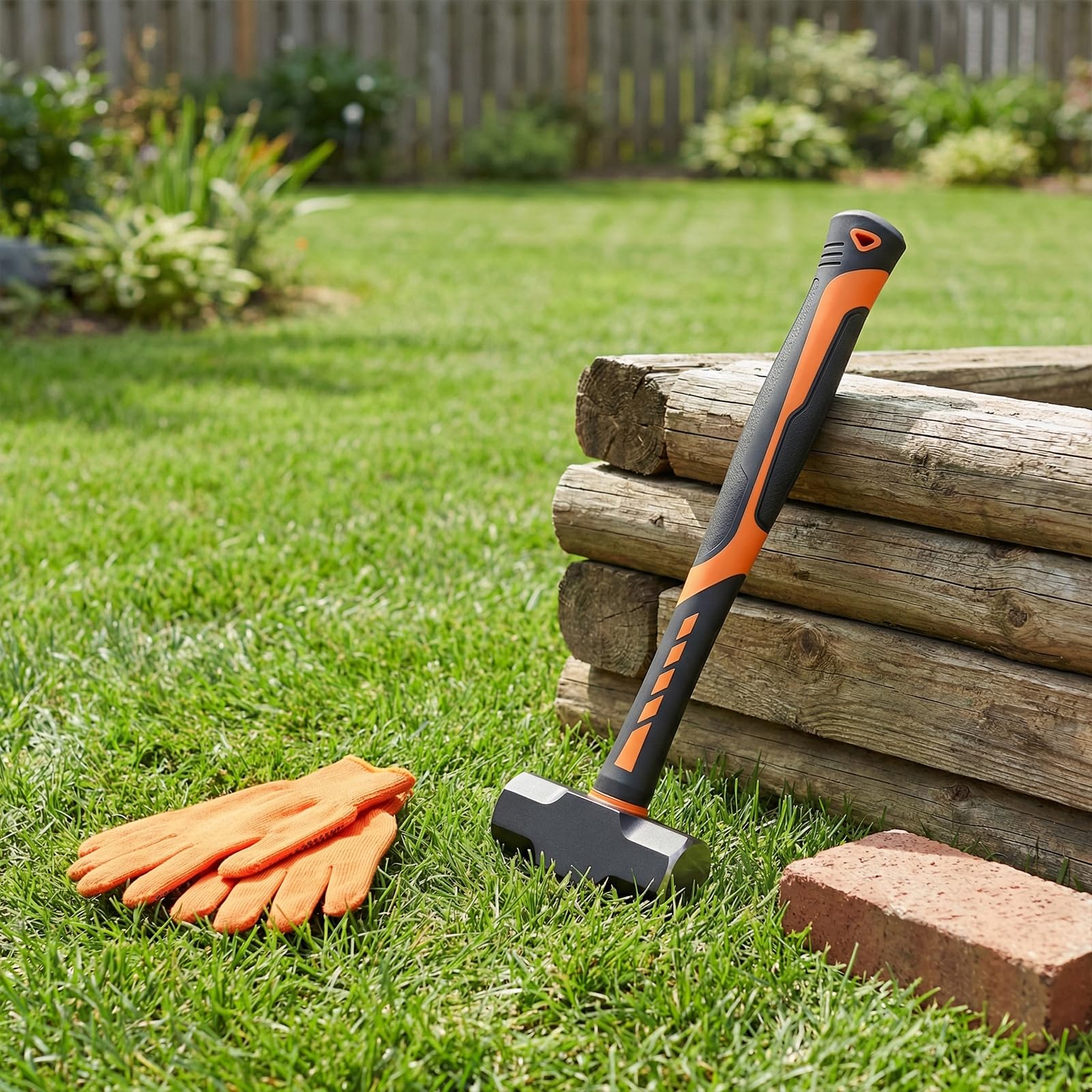 Maillet 2000 g avec manche en fibre de verre, marteau de proposition | Marteau de jardinage de haute qualité avec tête en acier au carbone de 2 kg - Avec gri antidérapant de 32 cm