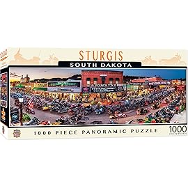 MasterPieces - 1000 Piece Jigsaw Puzzle, Sturgis Motorcycle Rally Panoramic, Fun for Adults, Family, Kids 13 x39