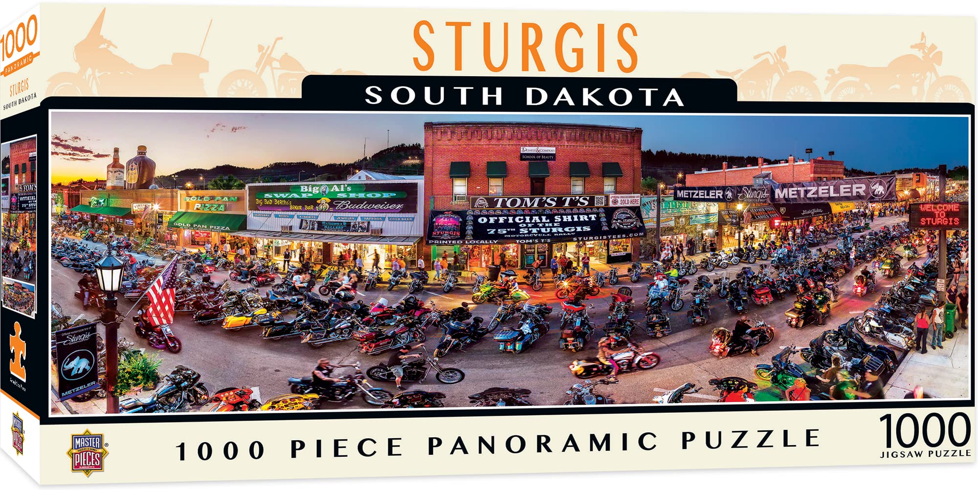MasterPieces - 1000 Piece Jigsaw Puzzle, Sturgis Motorcycle Rally Panoramic, Fun for Adults, Family, Kids 13" x39
