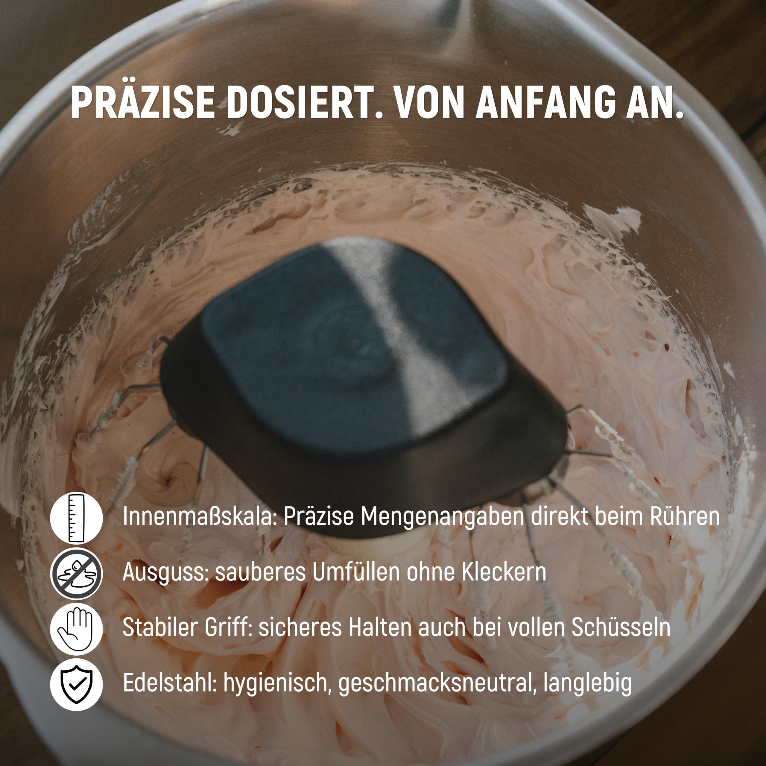ANKARSRUM 3,5 Liter Edelstahlrührschüssel, ideal zum Backen | spülmaschinenfest, hitzebeständig, mit Silikonring, Zubehör für Assistent Original N1-N30