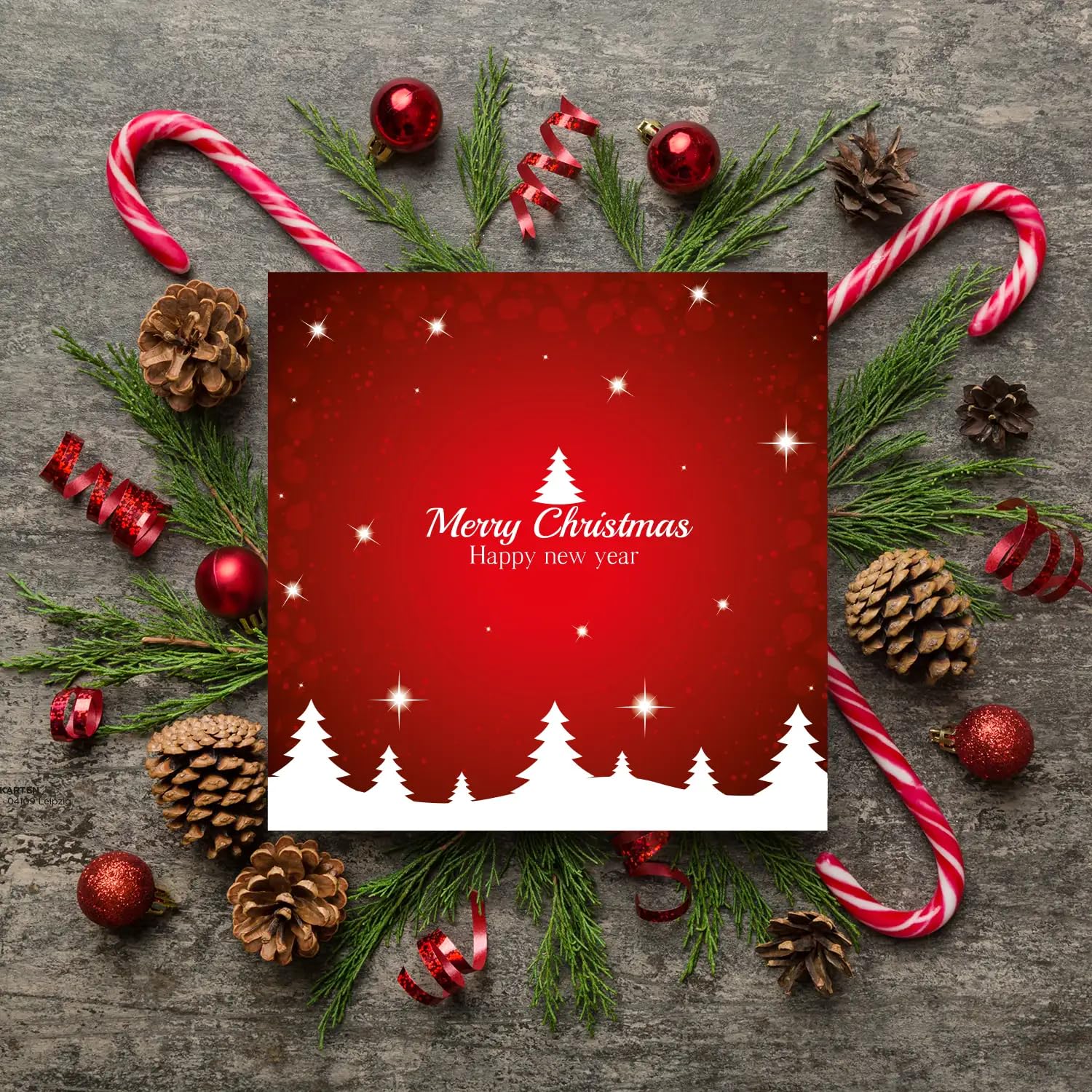 Lot de 30 cartes de Noël de qualité supérieure avec enveloppe - 14,8 x 14,8 cm - Cartes pliantes pour entreprises - Cartes de vœux pour Noël