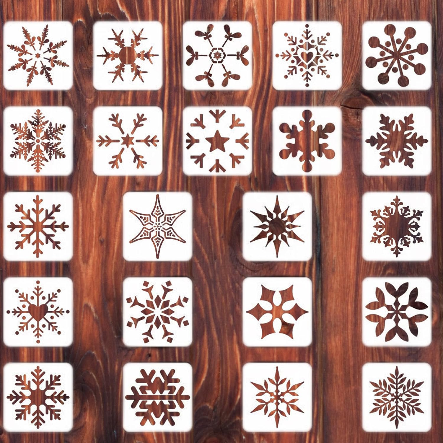 Qpout 22 PCS Large Snowflake Stencils, 7.8x7.8 inch Christmas Snowflake