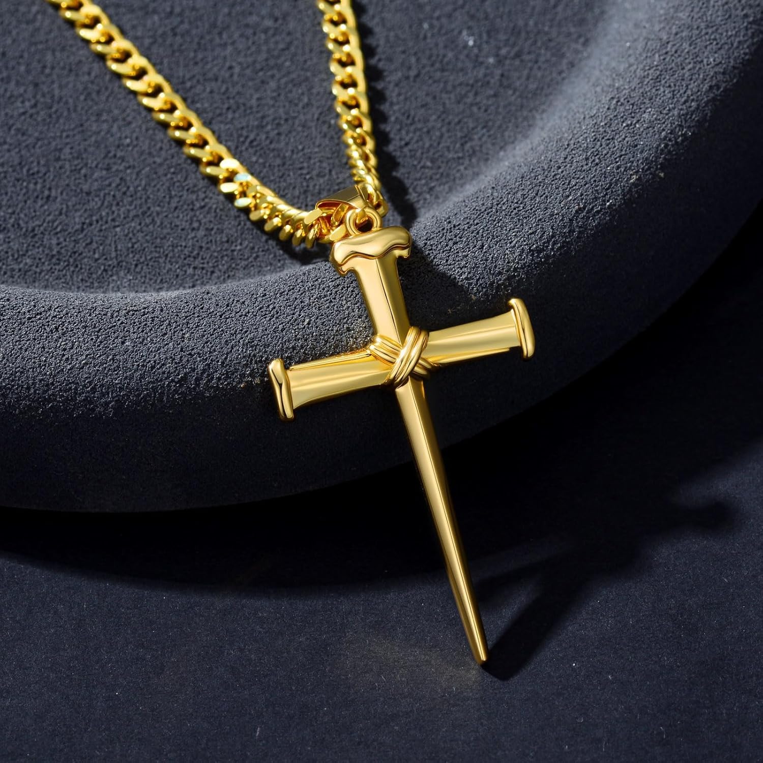 Three Nail Cross Necklace for Men 18K Gold Cross Pendant Necklace Religious Jewelry Christian Gift - Image 3