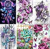 EWJRNSF 6 Pack 5D Diamond Painting Kits for Adults Beginners, Diamond Arts Kits Diamond Art Sets,Gem Painting Arts & Crafts Home Wall Decoration 11.8x15.7 Inches Butterfly