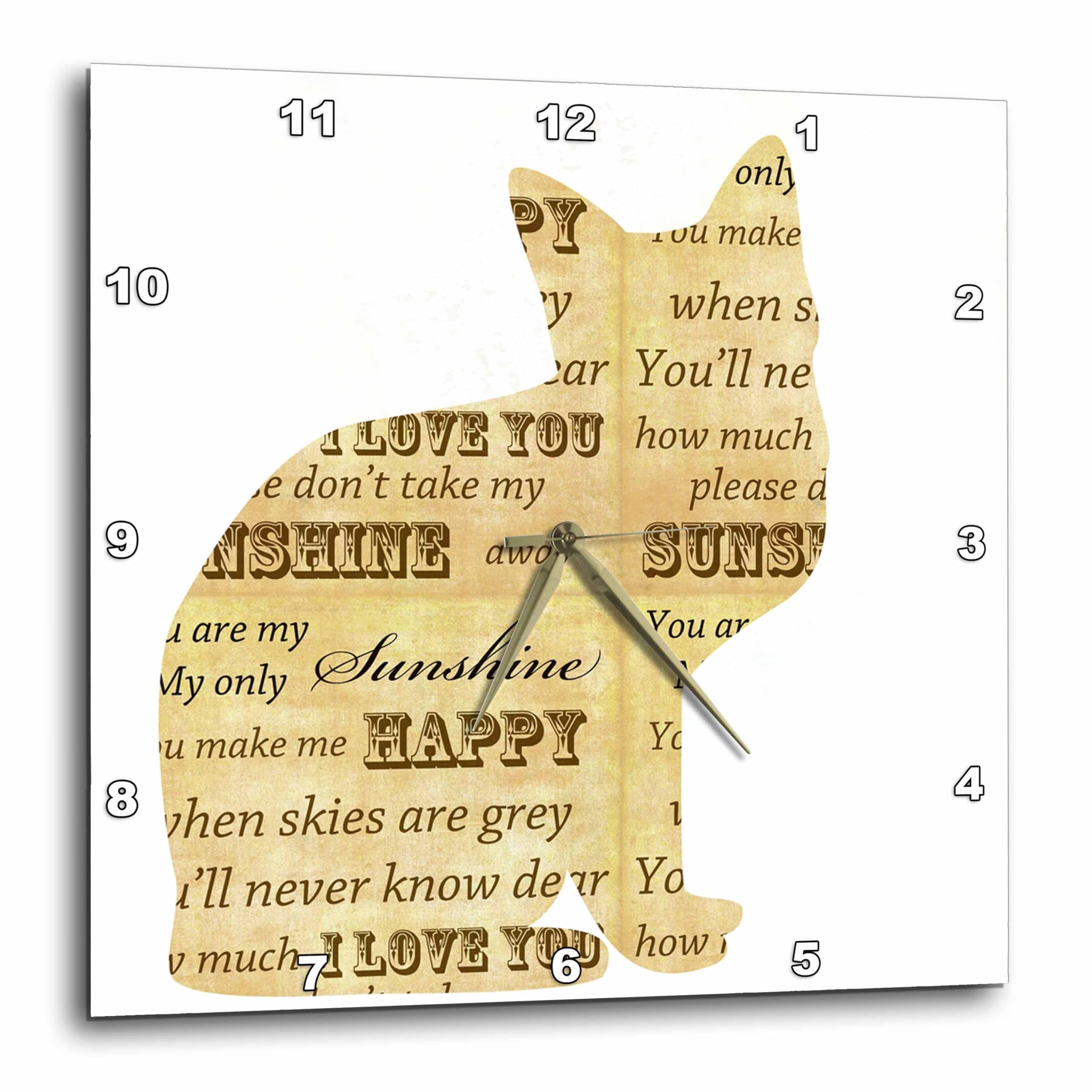 3dRose Sunshine Cat-Inspirational Art - Reloj de Pared (10 x 10 cm), diseño de Gato