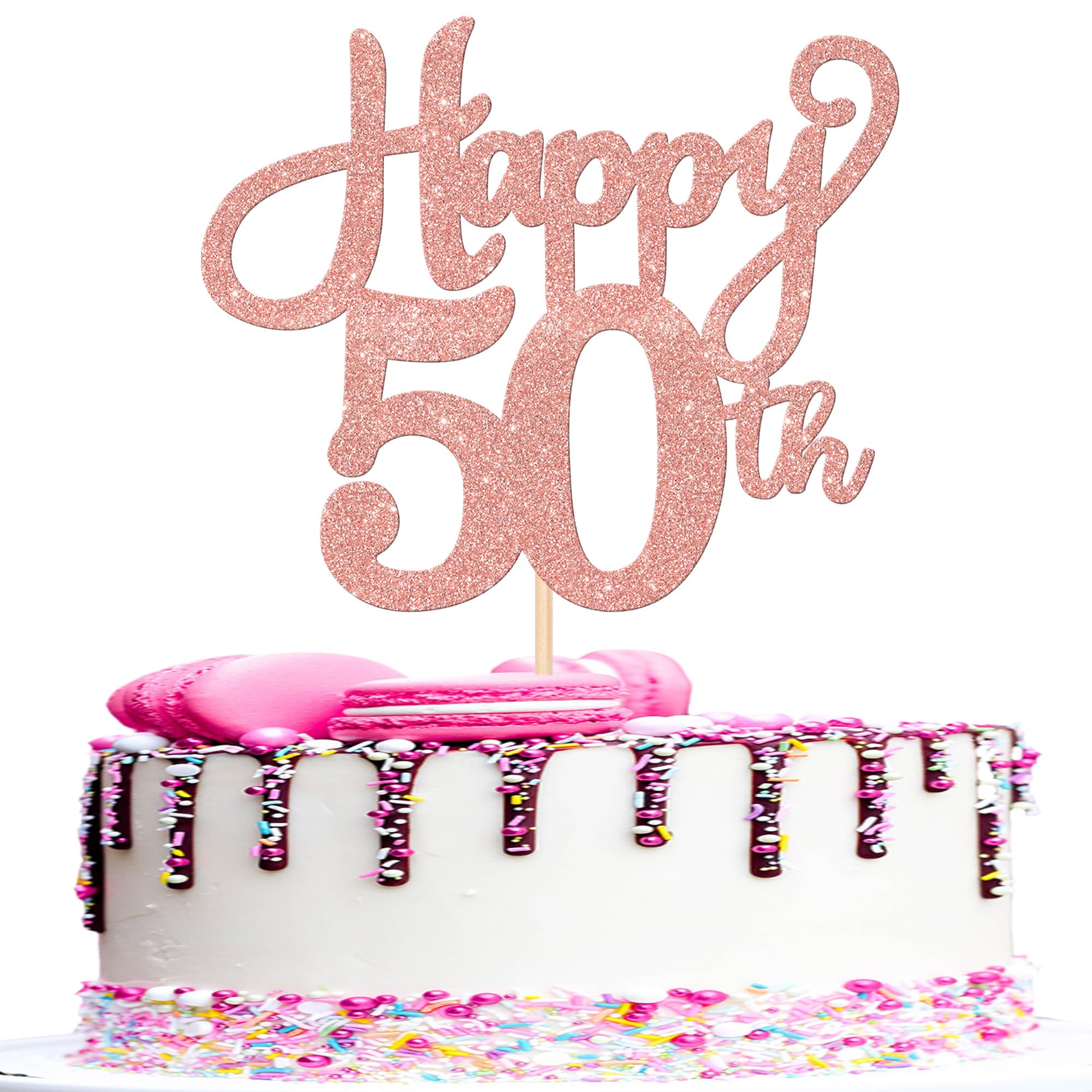 1 PCS Happy 50th Birthday Cake Topper Glitter Cheers to 50 Years Birthday Cake Decoration Fifty Hello 50 Fabulous Cake Pick for Happy 50th Birthday